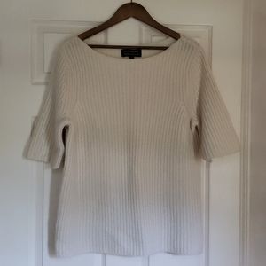 Ivory Knit Cashmere Short Sleeve Sweater